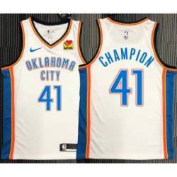 Mike Champion OKC Thunder #41 White Jersey with LOVES Sponsor Patch