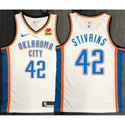 Alex Stivrins OKC Thunder #42 White Jersey with LOVES Sponsor Patch