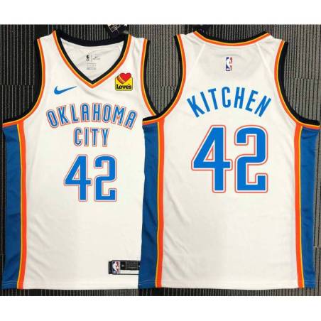 Curtis Kitchen OKC Thunder #42 White Jersey with LOVES Sponsor Patch