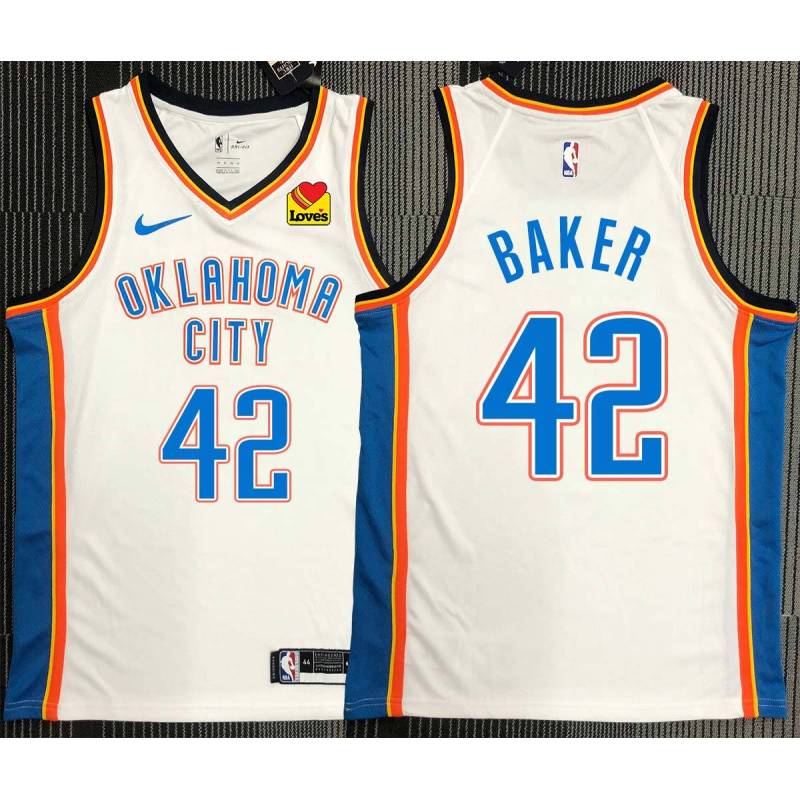 Vin Baker OKC Thunder #42 White Jersey with LOVES Sponsor Patch