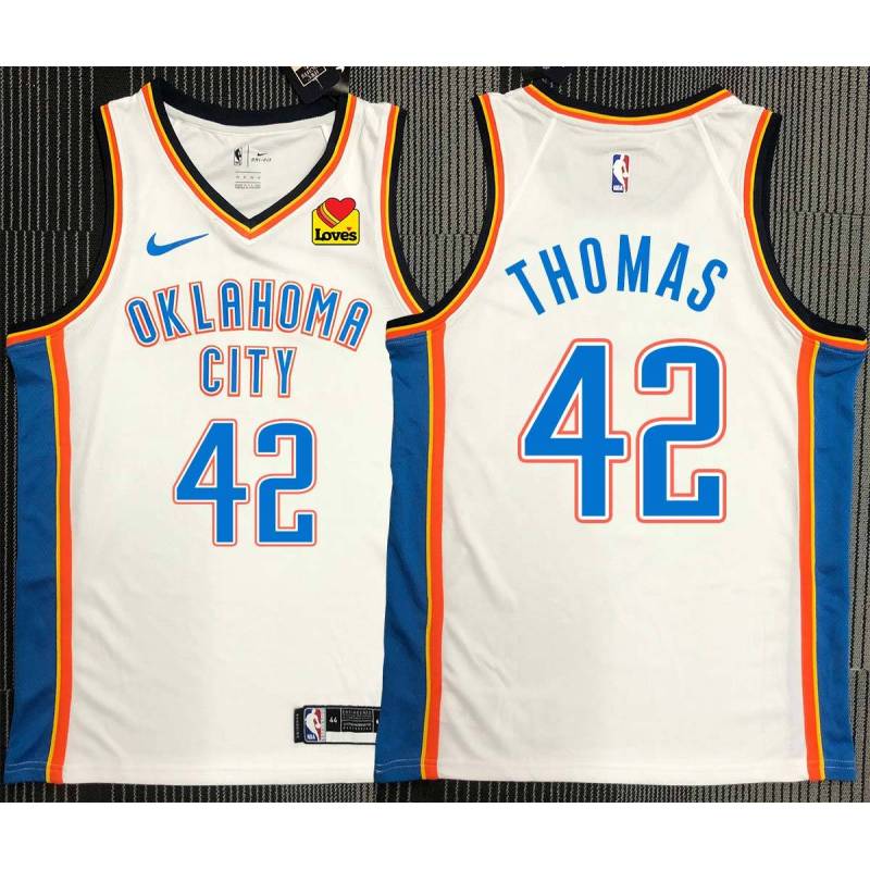 Lance Thomas OKC Thunder #42 White Jersey with LOVES Sponsor Patch