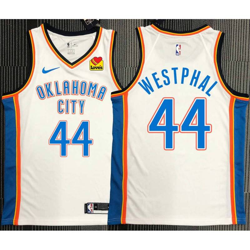 Paul Westphal OKC Thunder #44 White Jersey with LOVES Sponsor Patch