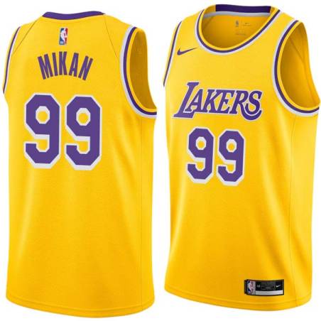 Gold George Mikan Twill Basketball Jersey -Lakers #99 Mikan Twill Jerseys, FREE SHIPPING