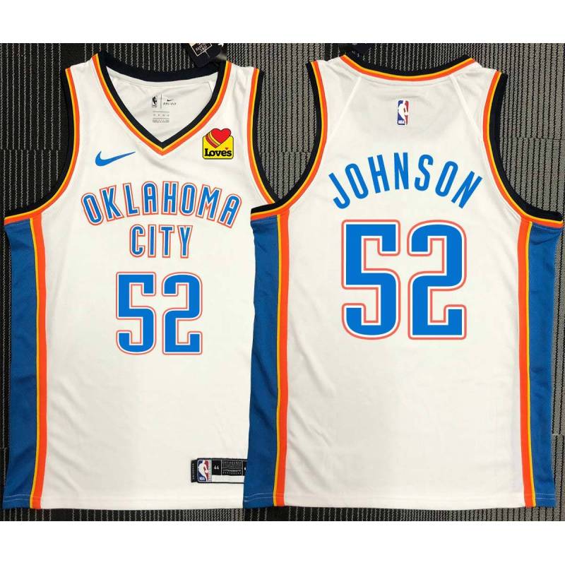 George Johnson OKC Thunder #52 White Jersey with LOVES Sponsor Patch