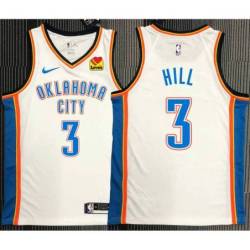 George Hill OKC Thunder #3 White Jersey with LOVES Sponsor Patch