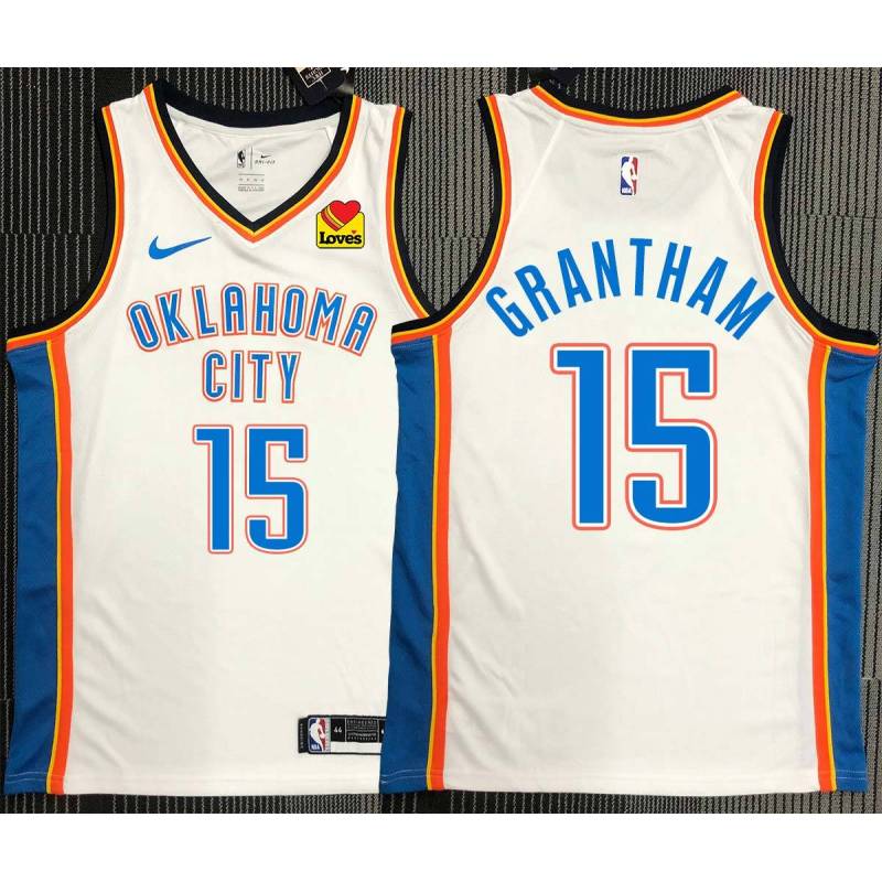 Donte Grantham OKC Thunder #15 White Jersey with LOVES Sponsor Patch