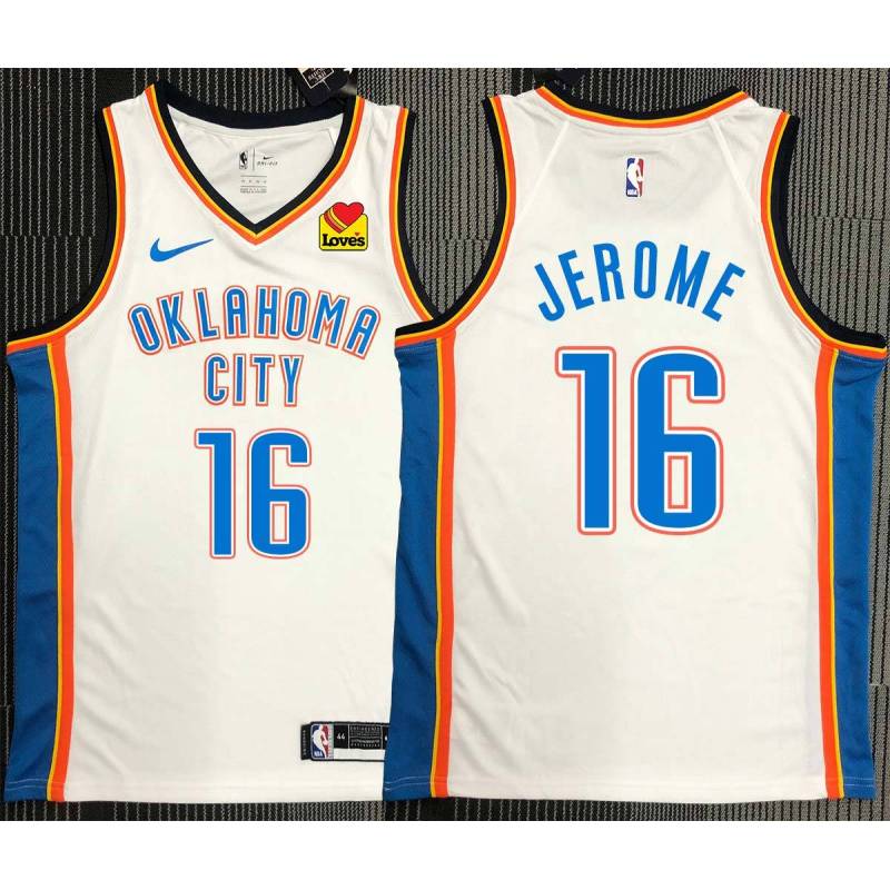 Ty Jerome OKC Thunder #16 White Jersey with LOVES Sponsor Patch