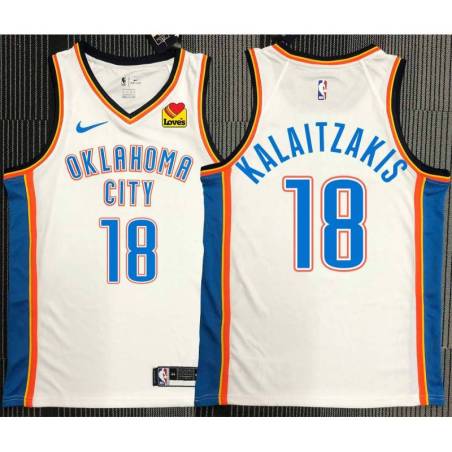 Georgios Kalaitzakis OKC Thunder #18 White Jersey with LOVES Sponsor Patch