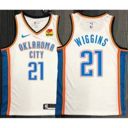 Aaron Wiggins OKC Thunder #21 White Jersey with LOVES Sponsor Patch