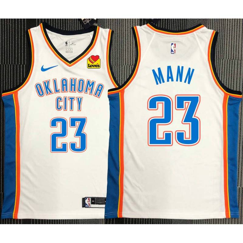 Tre Mann OKC Thunder #23 White Jersey with LOVES Sponsor Patch