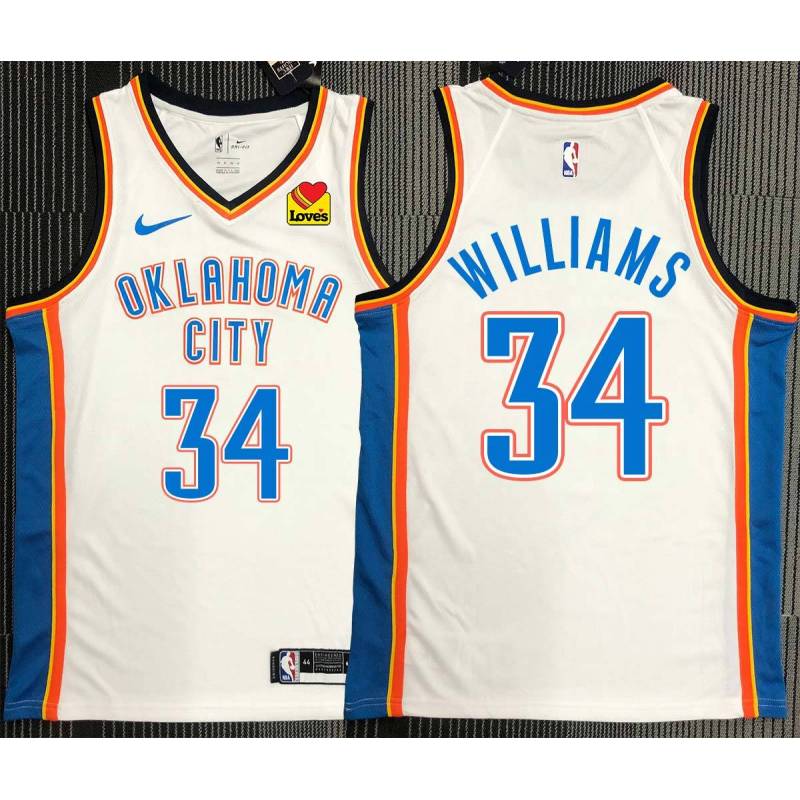 Kenrich Williams OKC Thunder #34 White Jersey with LOVES Sponsor Patch
