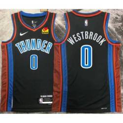 Russell Westbrook OKC Thunder #0 Black 2022-23_City Jersey with LOVES Sponsor Patch