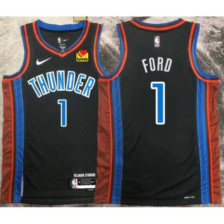 Sherell Ford OKC Thunder #1 Black 2022-23_City Jersey with LOVES Sponsor Patch