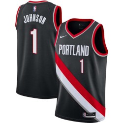 Black Armon Johnson Twill Basketball Jersey -Trail Blazers #1 Johnson Twill Jerseys, FREE SHIPPING