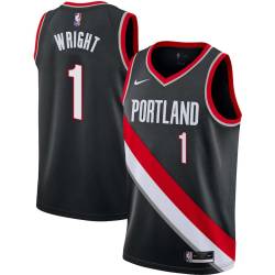 Black Dorell Wright Twill Basketball Jersey -Trail Blazers #1 Wright Twill Jerseys, FREE SHIPPING
