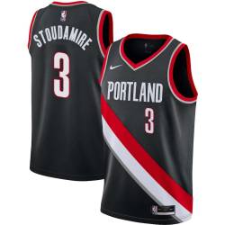 Black Damon Stoudamire Twill Basketball Jersey -Trail Blazers #3 Stoudamire Twill Jerseys, FREE SHIPPING