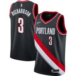 Black Jeremy Richardson Twill Basketball Jersey -Trail Blazers #3 Richardson Twill Jerseys, FREE SHIPPING