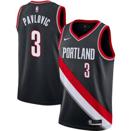 Black Sasha Pavlovic Twill Basketball Jersey -Trail Blazers #3 Pavlovic Twill Jerseys, FREE SHIPPING