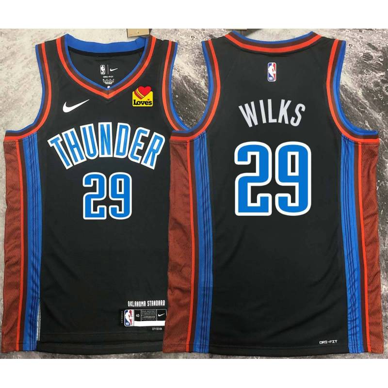 Mike Wilks OKC Thunder #29 Black 2022-23_City Jersey with LOVES Sponsor Patch