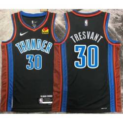 John Tresvant OKC Thunder #30 Black 2022-23_City Jersey with LOVES Sponsor Patch