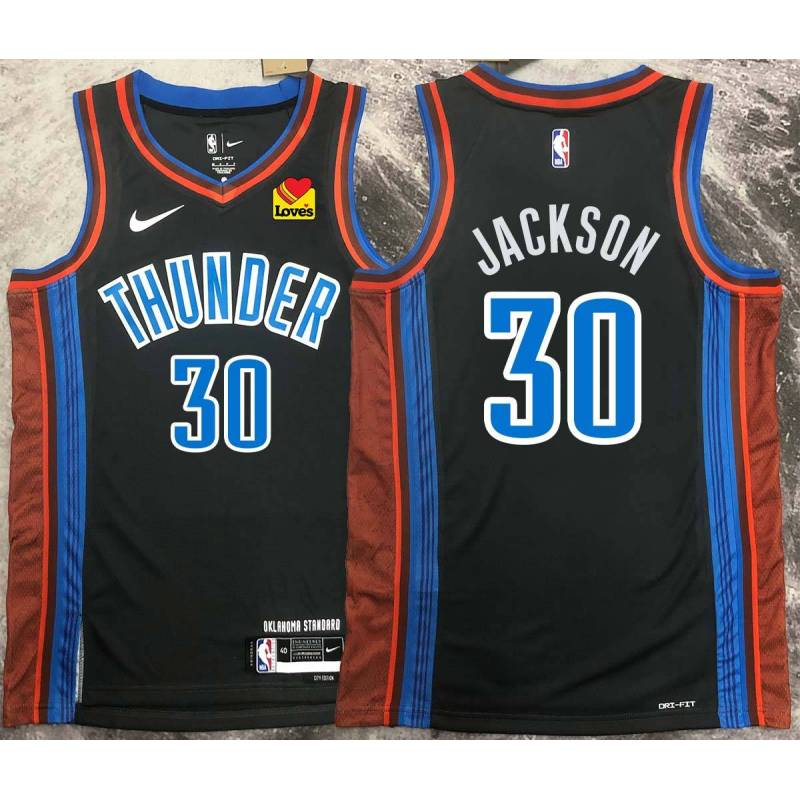 Wardell Jackson OKC Thunder #30 Black 2022-23_City Jersey with LOVES Sponsor Patch