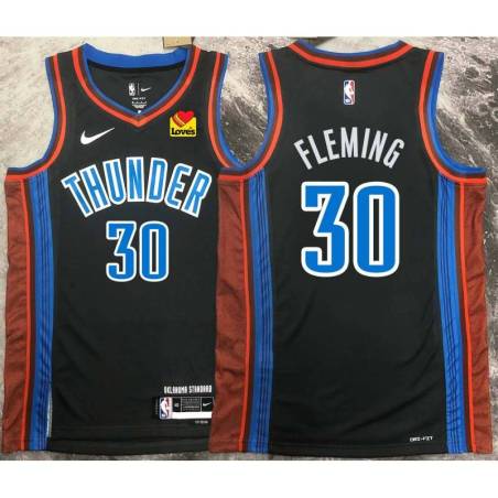 Al Fleming OKC Thunder #30 Black 2022-23_City Jersey with LOVES Sponsor Patch