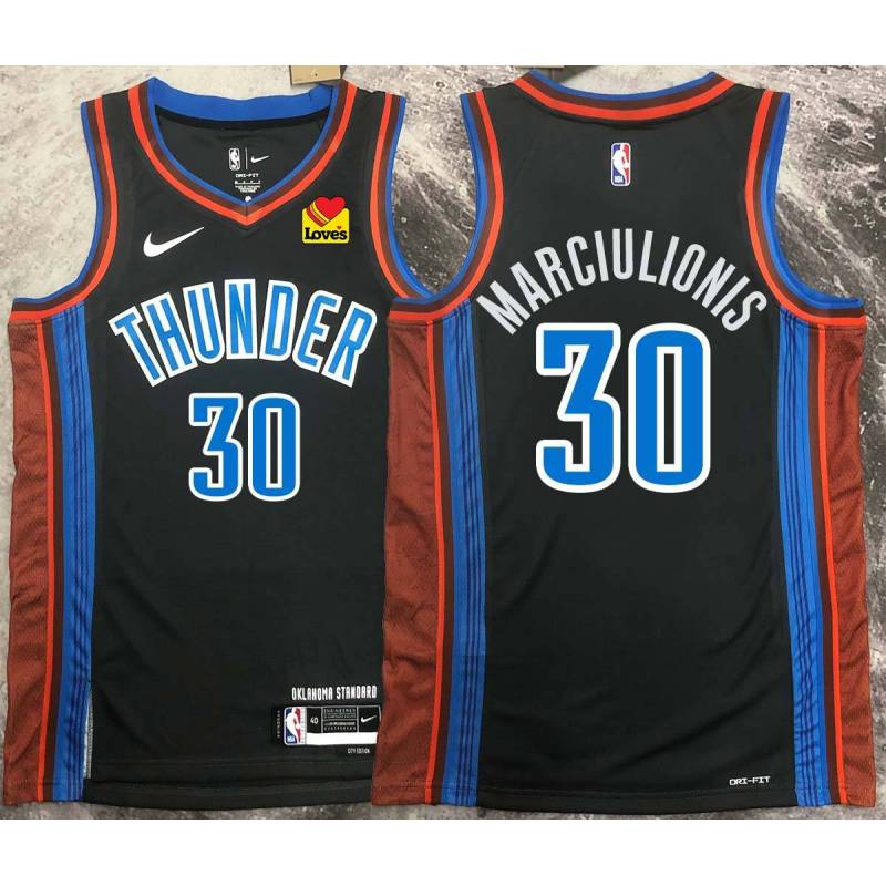 Šarūnas Marčiulionis OKC Thunder #30 Black 2022-23_City Jersey with LOVES Sponsor Patch