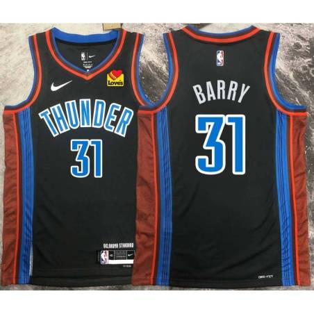 Brent Barry OKC Thunder #31 Black 2022-23_City Jersey with LOVES Sponsor Patch