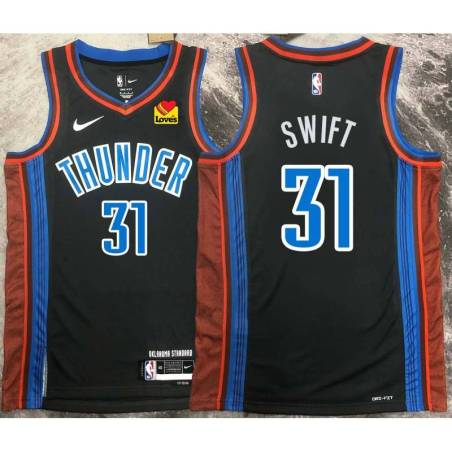 Robert Swift OKC Thunder #31 Black 2022-23_City Jersey with LOVES Sponsor Patch