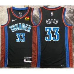 Daniel Orton OKC Thunder #33 Black 2022-23_City Jersey with LOVES Sponsor Patch