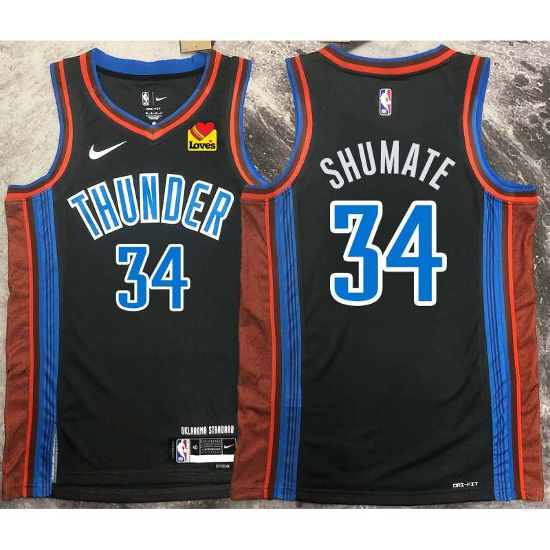 John Shumate OKC Thunder #34 Black 2022-23_City Jersey with LOVES Sponsor Patch