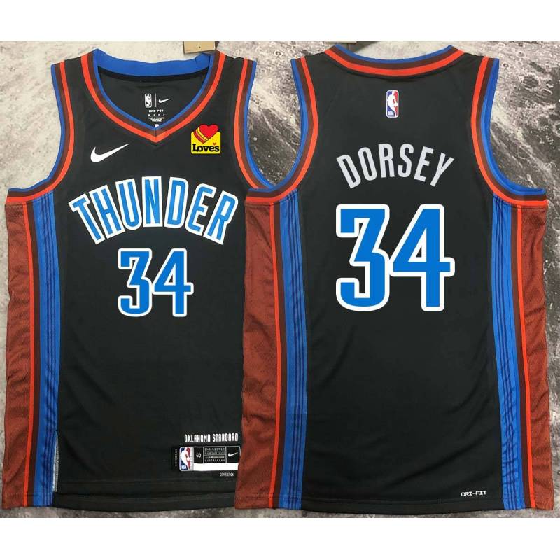 Jacky Dorsey OKC Thunder #34 Black 2022-23_City Jersey with LOVES Sponsor Patch