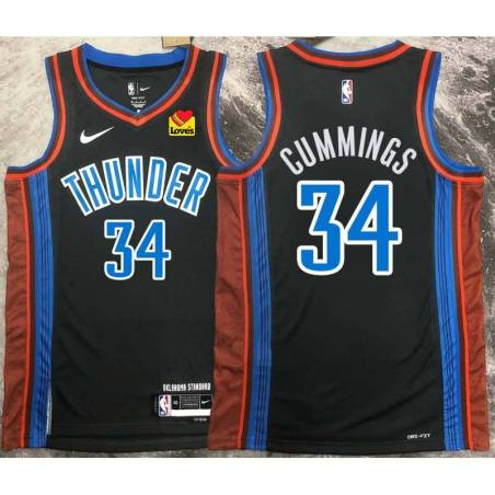 Terry Cummings OKC Thunder #34 Black 2022-23_City Jersey with LOVES Sponsor Patch