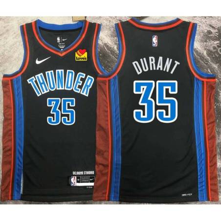 Kevin Durant OKC Thunder #35 Black 2022-23_City Jersey with LOVES Sponsor Patch