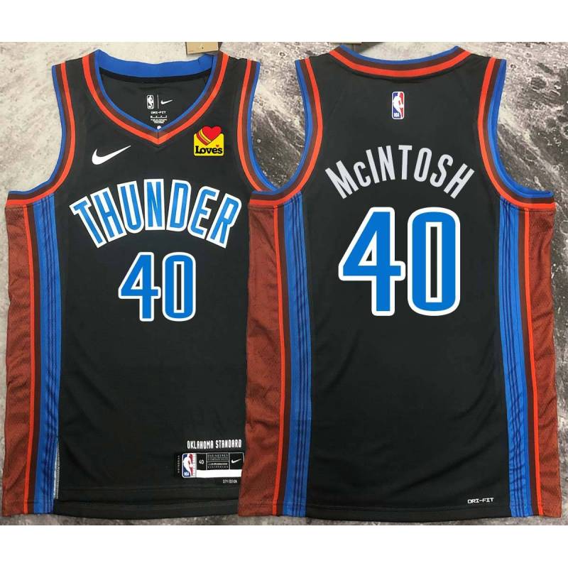 Kenny McIntosh OKC Thunder #40 Black 2022-23_City Jersey with LOVES Sponsor Patch