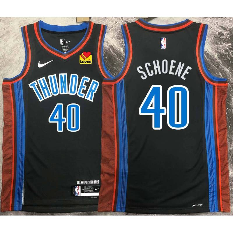 Russ Schoene OKC Thunder #40 Black 2022-23_City Jersey with LOVES Sponsor Patch