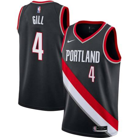 Black Eddie Gill Twill Basketball Jersey -Trail Blazers #4 Gill Twill Jerseys, FREE SHIPPING