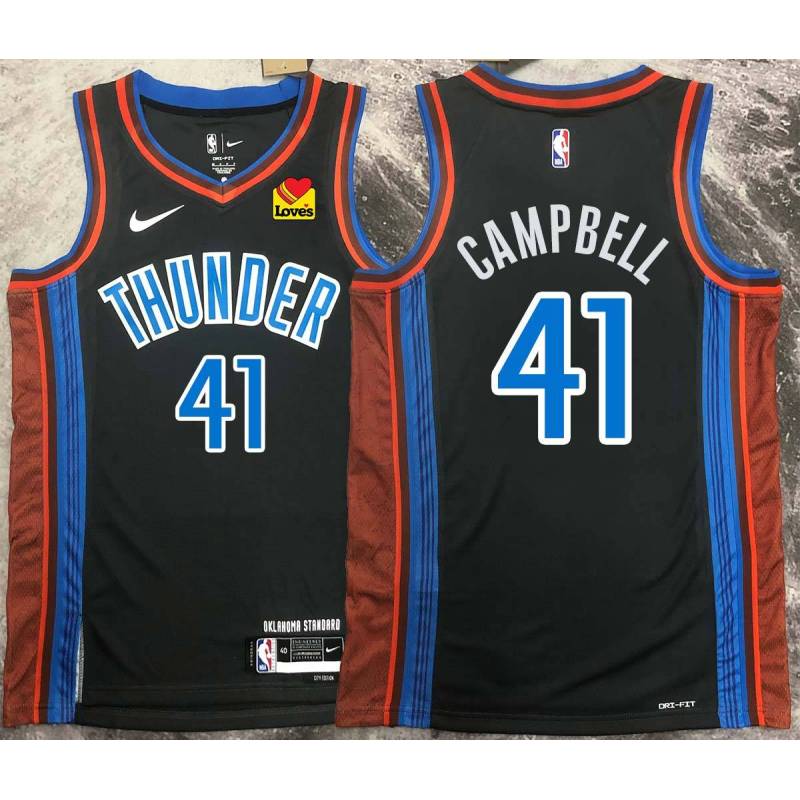 Elden Campbell OKC Thunder #41 Black 2022-23_City Jersey with LOVES Sponsor Patch