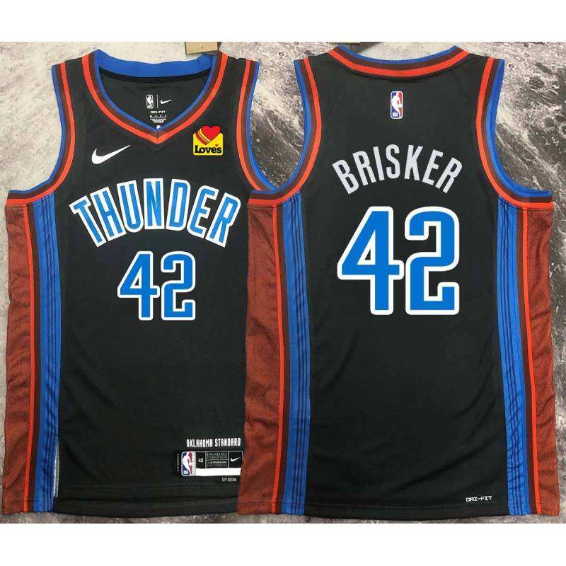 John Brisker OKC Thunder #42 Black 2022-23_City Jersey with LOVES Sponsor Patch