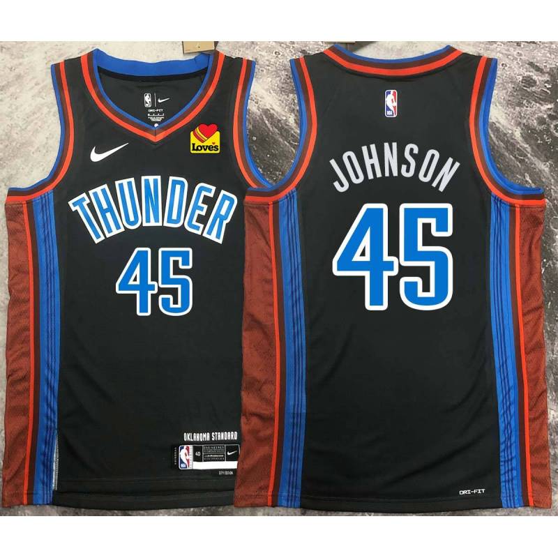 Clemon Johnson OKC Thunder #45 Black 2022-23_City Jersey with LOVES Sponsor Patch