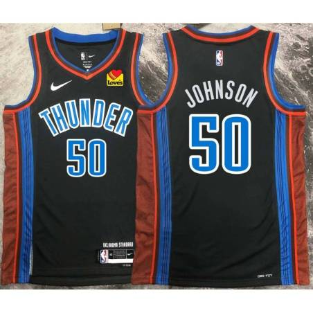 Ervin Johnson OKC Thunder #50 Black 2022-23_City Jersey with LOVES Sponsor Patch