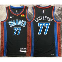 Joffrey Lauvergne OKC Thunder #77 Black 2022-23_City Jersey with LOVES Sponsor Patch