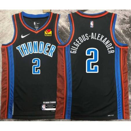 Shai Gilgeous-Alexander OKC Thunder #2 Black 2022-23_City Jersey with LOVES Sponsor Patch