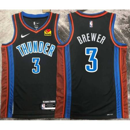 Corey Brewer OKC Thunder #3 Black 2022-23_City Jersey with LOVES Sponsor Patch