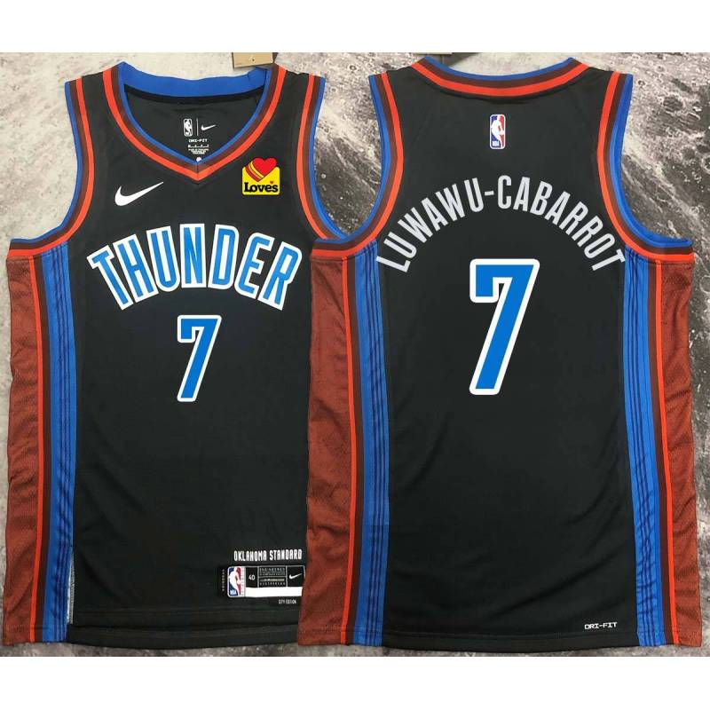 Timothé Luwawu-Cabarrot OKC Thunder #7 Black 2022-23_City Jersey with LOVES Sponsor Patch