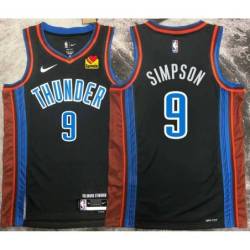 Zavier Simpson OKC Thunder #9 Black 2022-23_City Jersey with LOVES Sponsor Patch