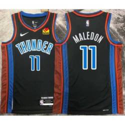 Théo Maledon OKC Thunder #11 Black 2022-23_City Jersey with LOVES Sponsor Patch