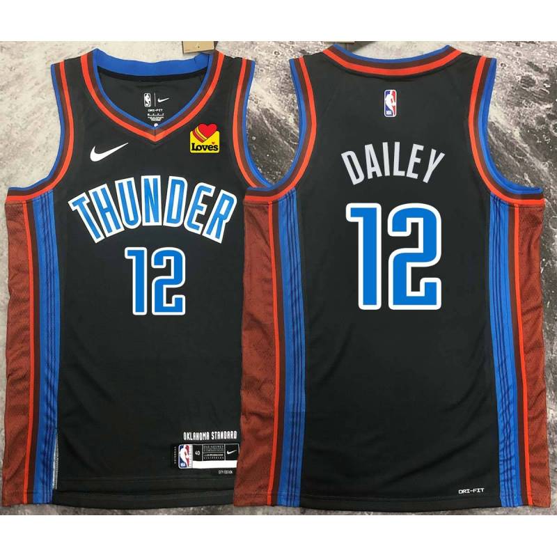 Quintin Dailey OKC Thunder #12 Black 2022-23_City Jersey with LOVES Sponsor Patch