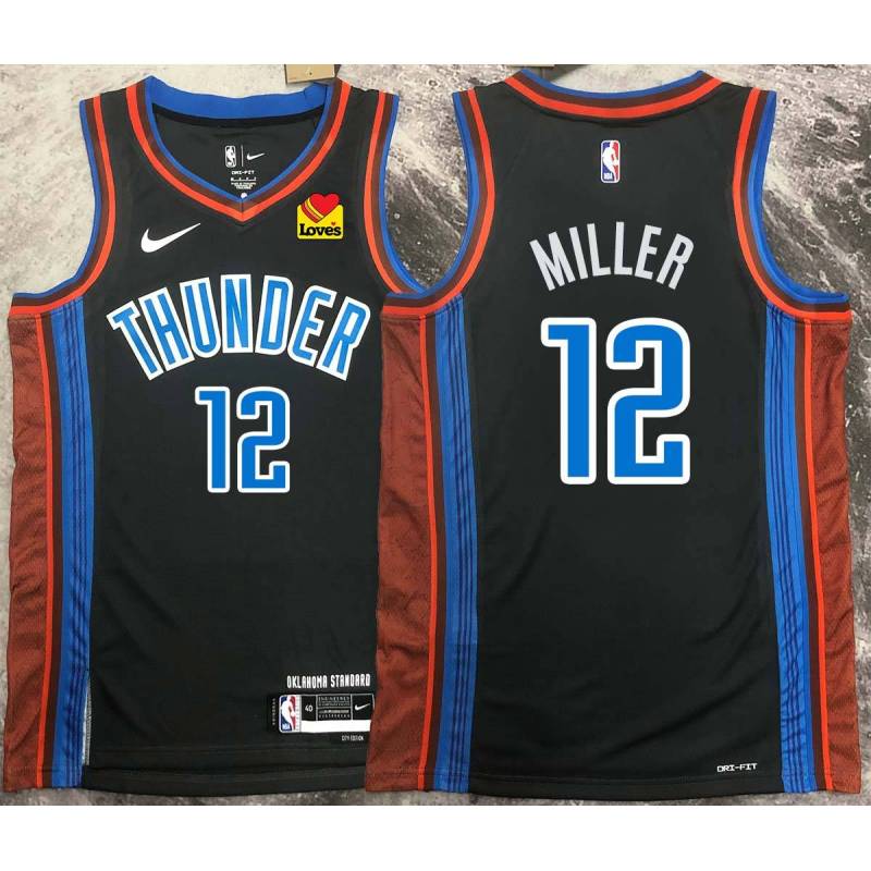 Darius Miller OKC Thunder #12 Black 2022-23_City Jersey with LOVES Sponsor Patch