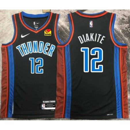 Mamadi Diakite OKC Thunder #12 Black 2022-23_City Jersey with LOVES Sponsor Patch